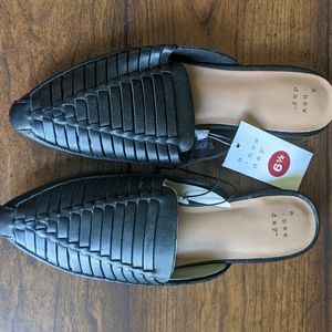 A New Day Blair woven mules, black, BNWT, size 6.5